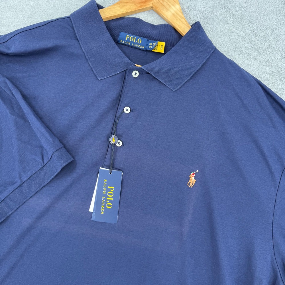 Polo Ralph Lauren Mens 3XB Navy Blue Short Sleeve Cotton Jersey Polo Shirt NWT